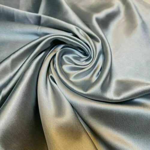 Silver Charmeuse Soft Silky Satin Fabric Wedding Dress Glossy Drape Décor Material 44" (20 Meter Roll)