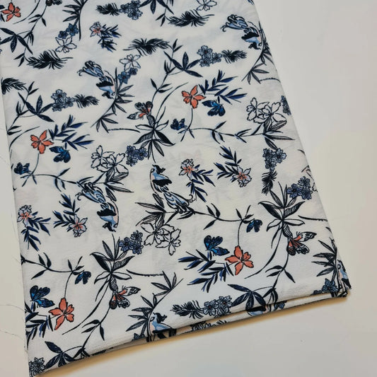 Elfenbeinfarbener Blumen-Blasen-Kreppstoff, Polyester, für Kleider, Bastelarbeiten, Drapierungen, Stoff, 147,3 cm, Meterware