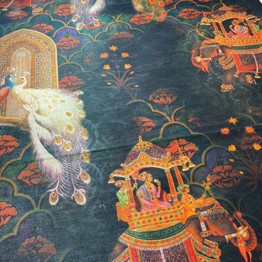 Indian Heritage Maharaja Polyester Raw Silk Material Dress Craft Quilting Fabric 44" By The Meter