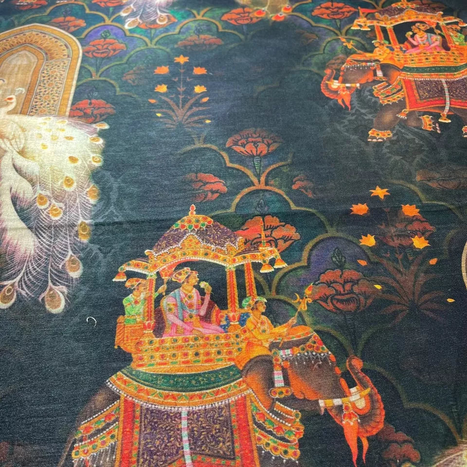 Indian Heritage Maharaja Polyester Raw Silk Material Dress Craft Quilting Fabric 44" By The Meter