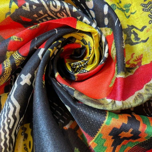 African Tribal Polyester Raw Silk Material Dress Craft Quilting Fabric 44" By The Meter