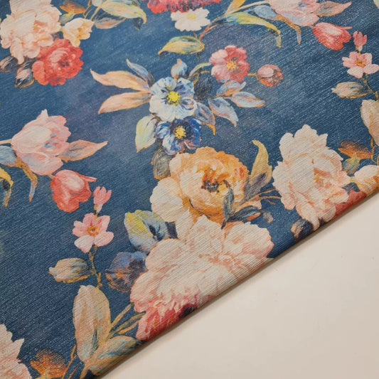 Teal Crepe Chiffon Floral Lurex Sheer Kleid Drape Craft Stoff 58" Meterware