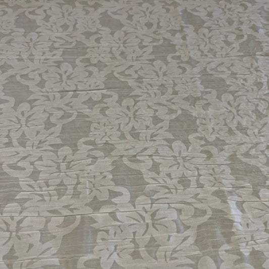 White Abstract Floral 100% Cotton Crush Fabric Crinkle Craft Dress Costume Material 50 " By The Meter