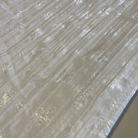 White Floral Stars 100% Cotton Crush Fabric Crinkle Craft Dress Costume Material 50 " By The Meter