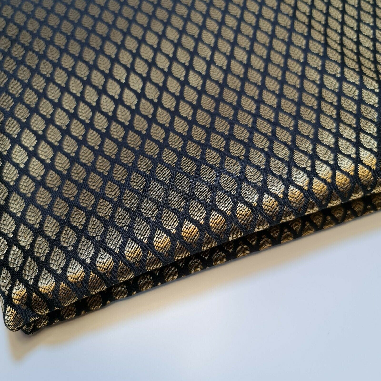 banarasi brocade fabric black and gold