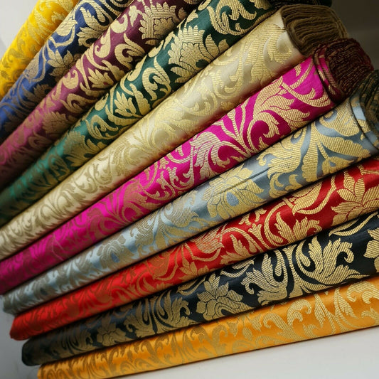 banarasi brocade fabric with tulip floral design
