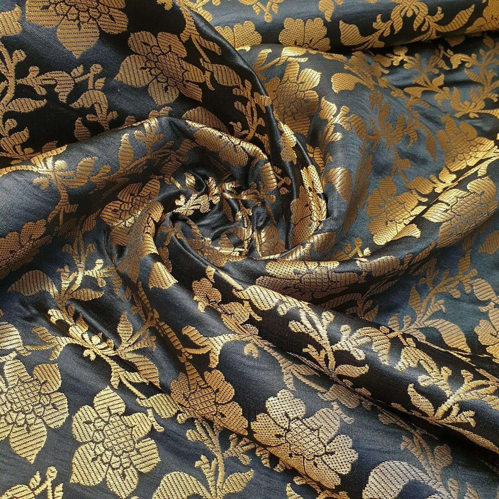 black brocade fabric for dressmaking, crafting, and quilting