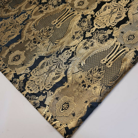 black brocade fabric for dressmaking, quilting, and crafting