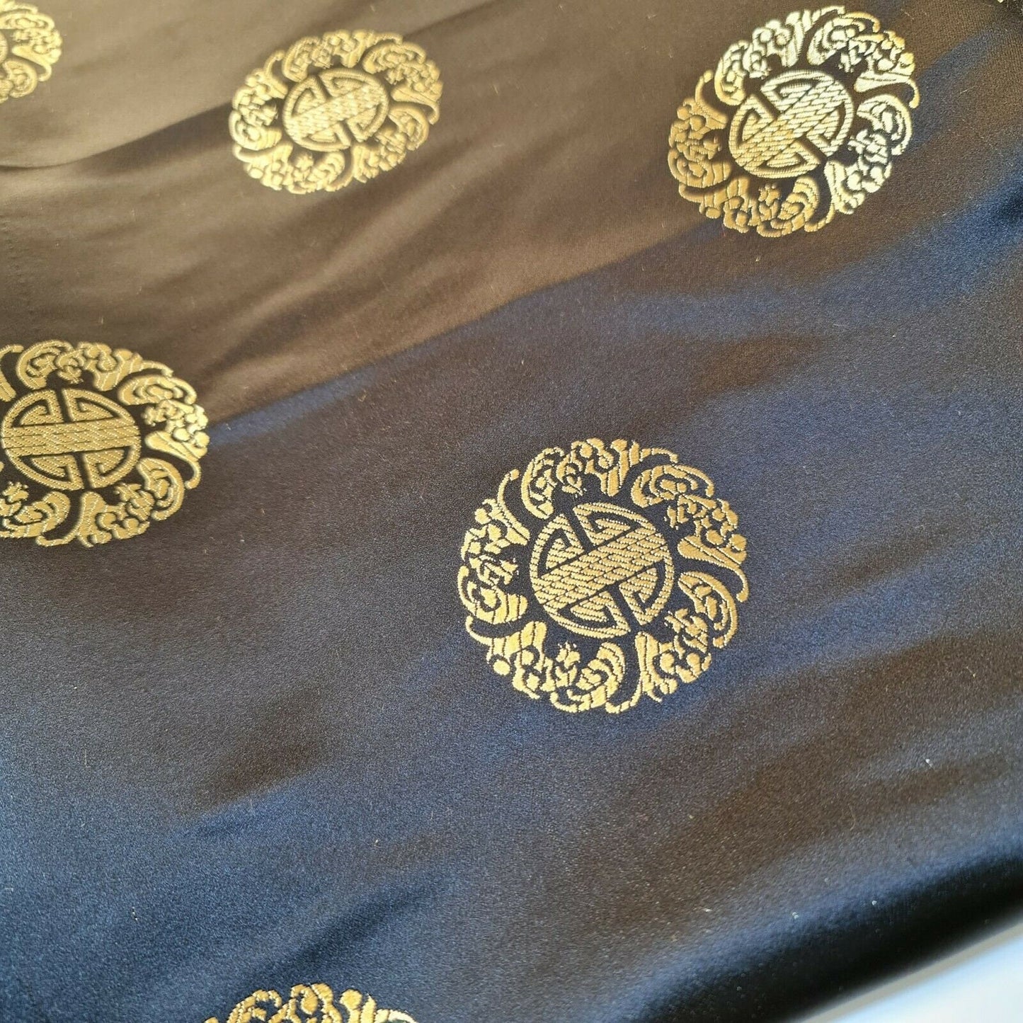 black chinese brocade fabric with floral print