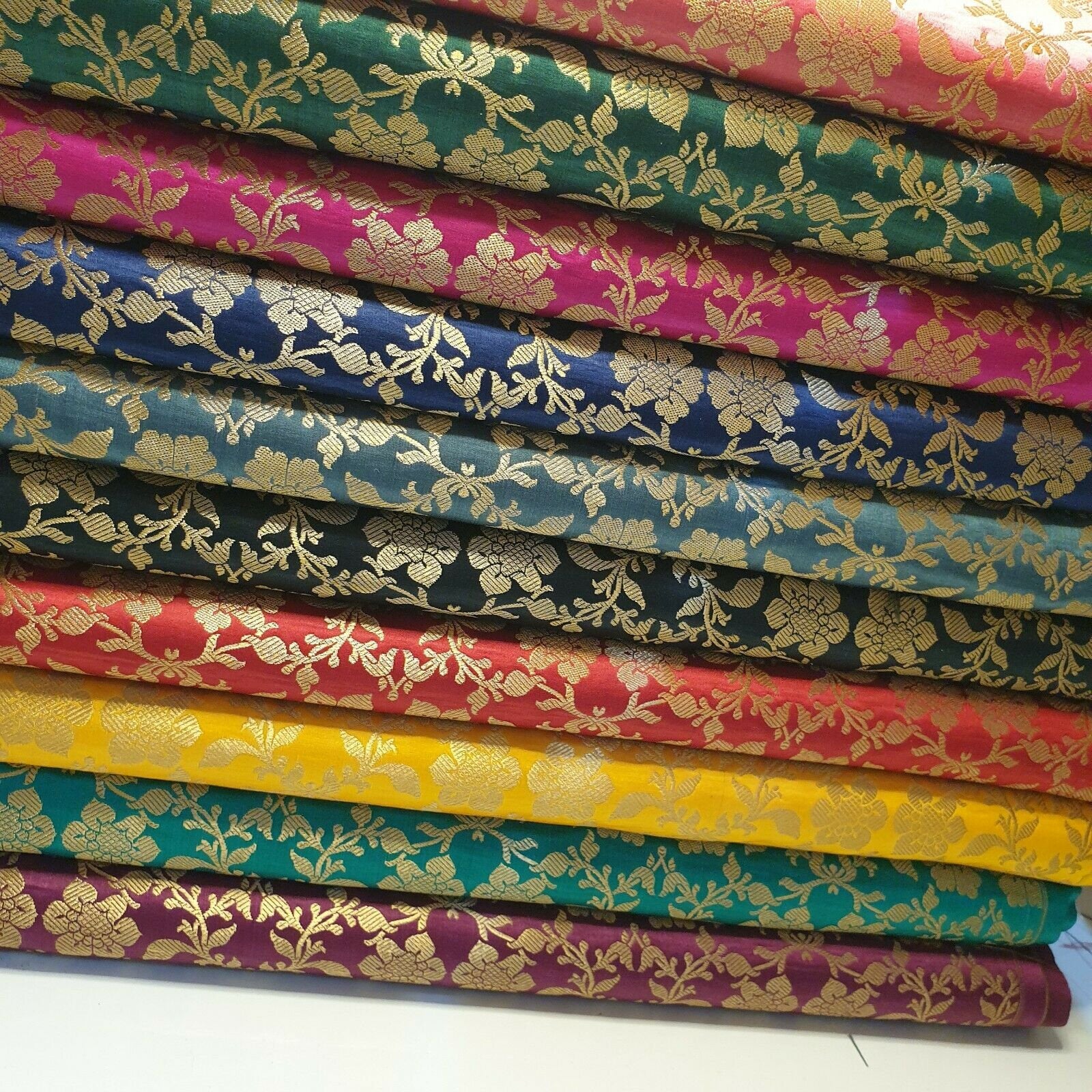 brocade fabrics with floral prints for dressmaking, crafting, and quilting