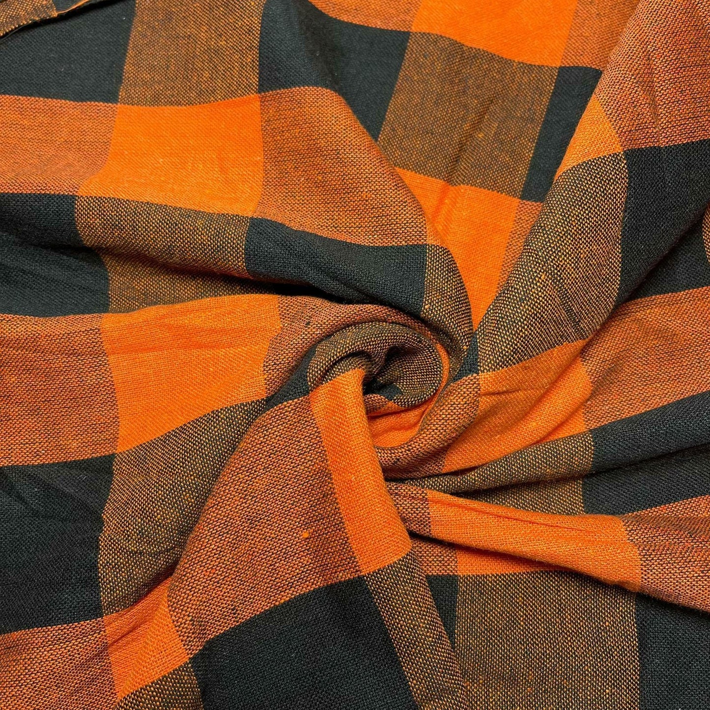 burnt orange cotton linen gingham fabric