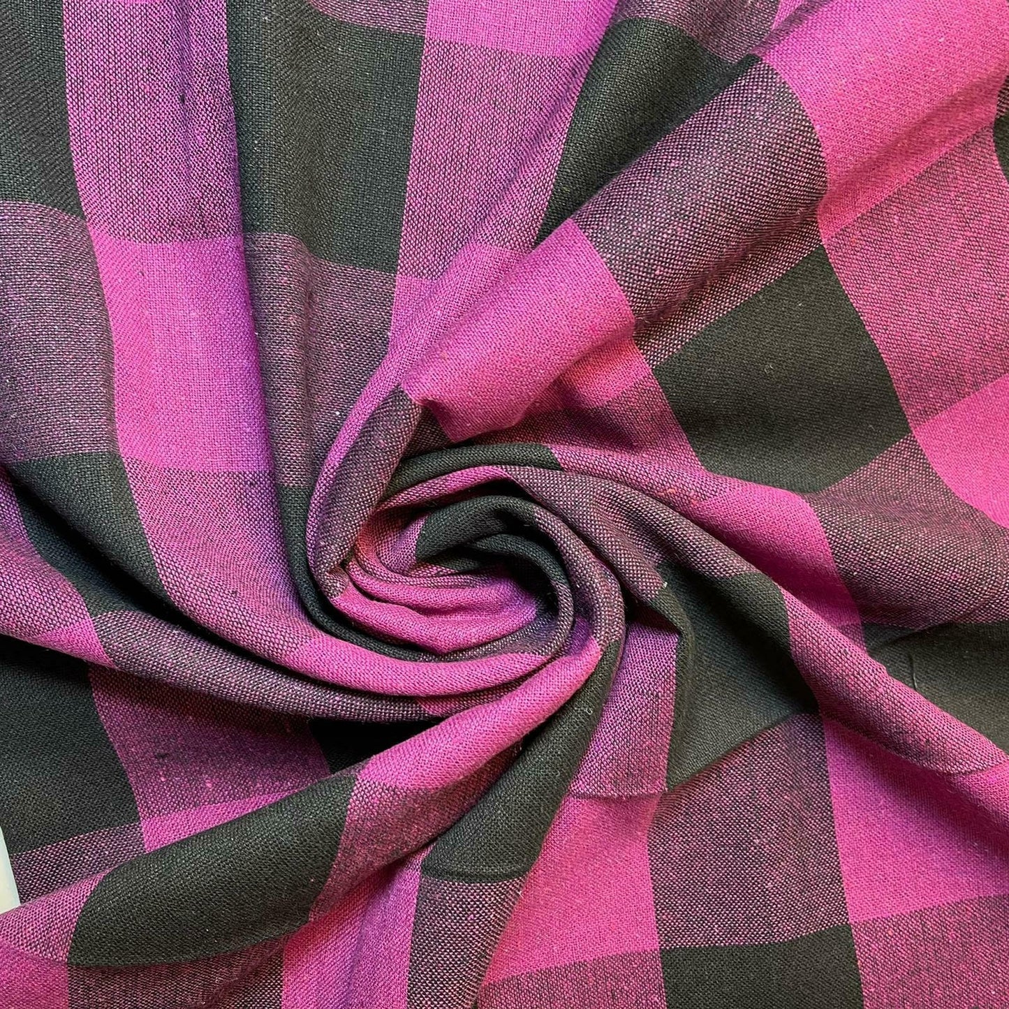cerise cotton linen gingham fabric