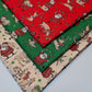christmas material with santa and reindeer pattern