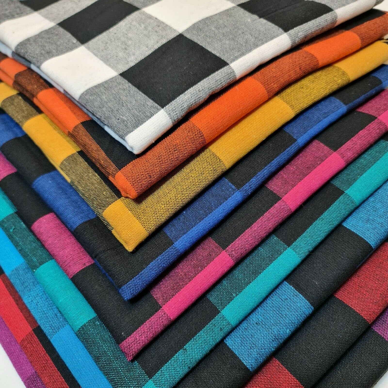 cotton linen gingham fabric with check pattern