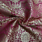 deep red silk brocade fabric for dressmaking and crafting