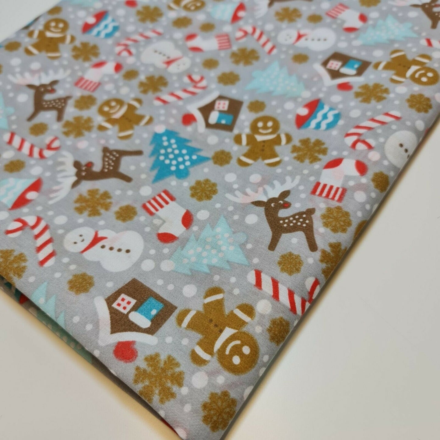 grey christmas festive ginger mane polycotton fabric uk