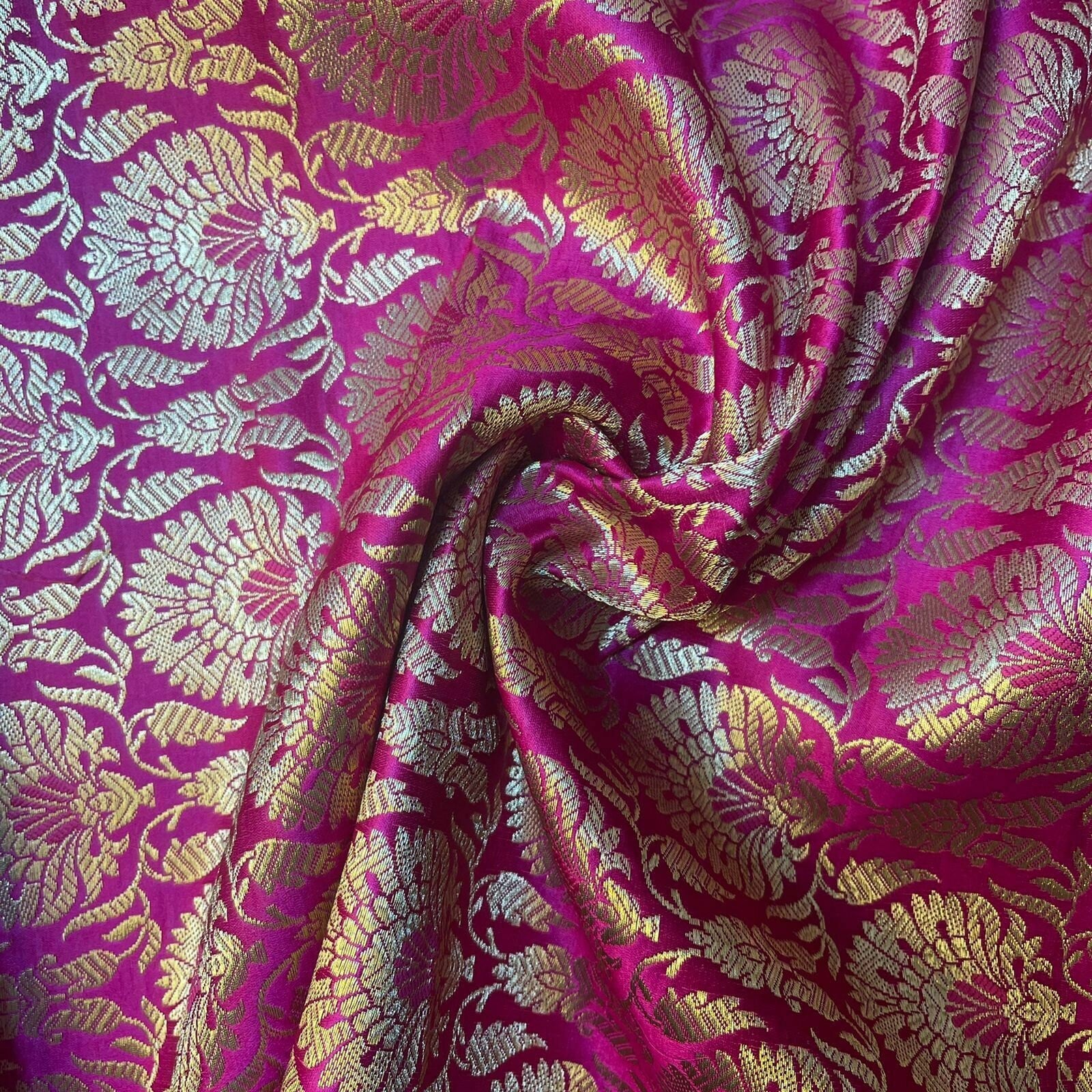 hot pink brocade fabric for dresses, crafts, and quilts