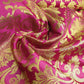 hot pink damask banarasi brocade fabric for dressmaking and quilting