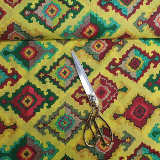 Textile Station Design 43 44 Zoll breit, 100 % reiner weicher Baumwollstoff mit indischem Druck, zum Schneidern und Basteln