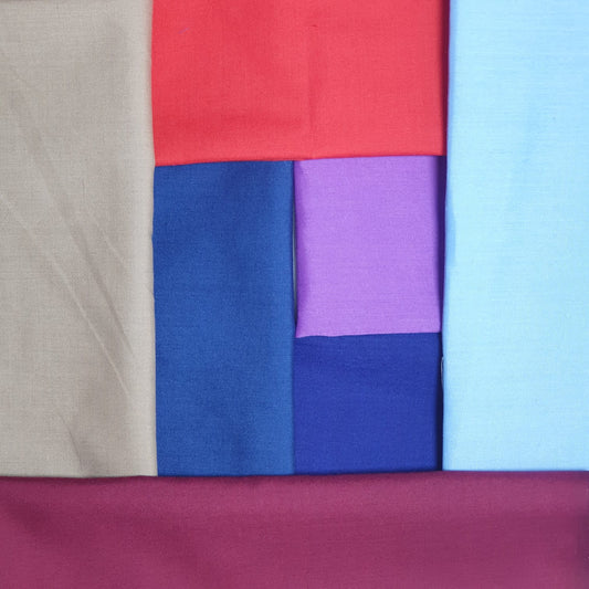 Dark Bright Shades of Polycotton Fabric, Crafting Arts Dressing Purposes, 7 Fat Quarters Bundle, (50x50cm Aprrox)