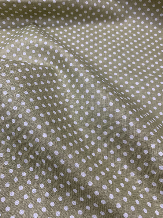 100% Cotton Soft Poplin Ditsy Polka Dot Print, Beige Dress Crafts Fabric 58"