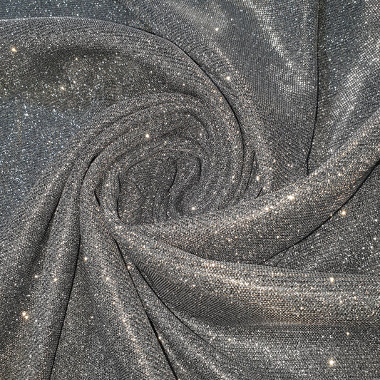 Silbergrauer schimmernder Mondlicht-glänzender Stretch-Glitzer-Nylonstoff für Kulisse, Sternenstaub, Kleid, Bastel-Dekorstoff, 147,3 cm, Meterware