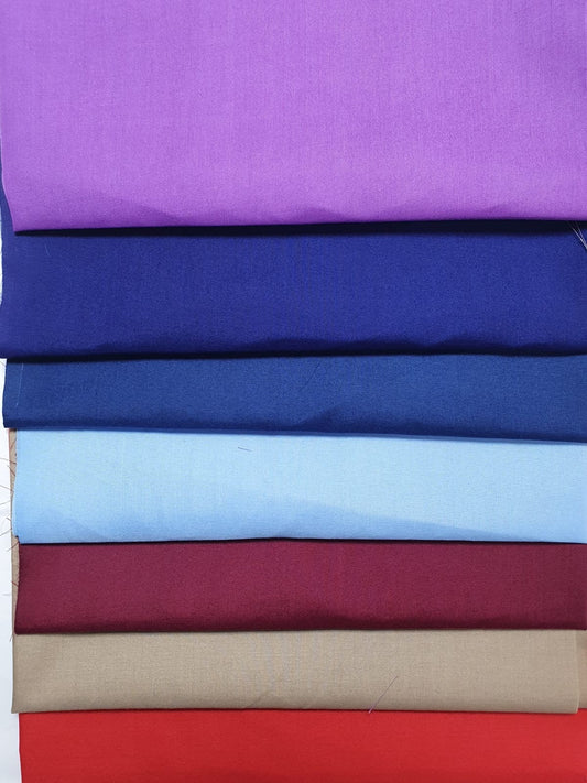 Dark Bright Shades of Polycotton Fabric, Crafting Arts Dressing Purposes, 7 Fat Quarters Bundle, (50x50cm Aprrox)
