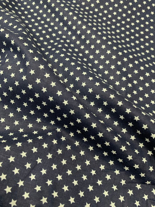 100% Cotton Soft Poplin Ditsy Star Print, Navy Blue Dress Crafts Fabric 58"