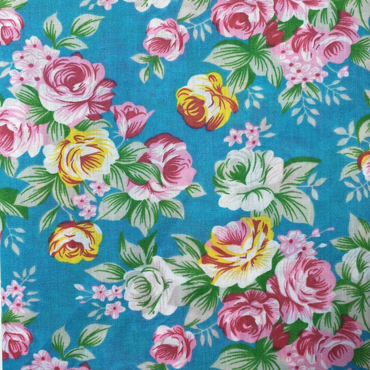 NEW Floral Roses Print Polycotton Craft Dress Fabric by The Metre 44" Available in Continuous Length ( By the Meter-Jade)