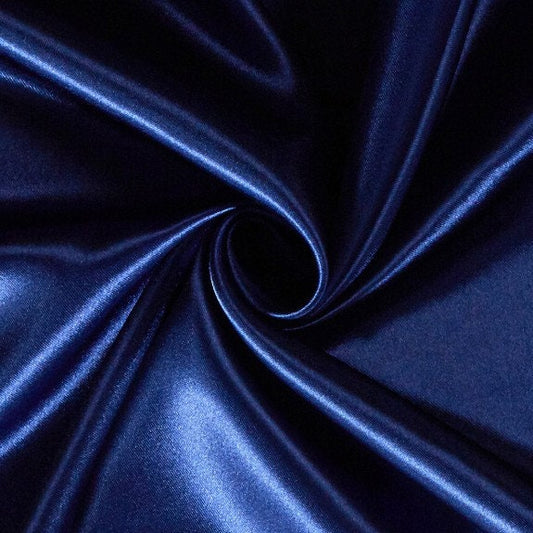 Silky Satin Fabric Dress Craft Fabric Plain Luxury Wedding Material 150 cm (EPR)  Available in Continuous Length (Navy Blue)