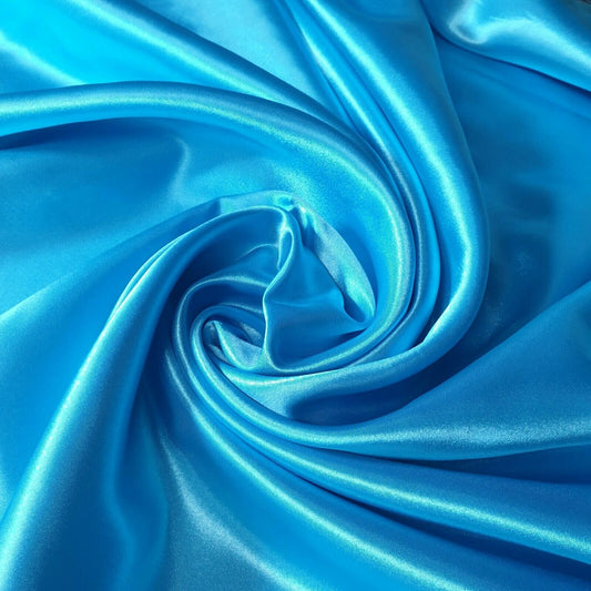 Silky Satin Fabric Dress Craft Fabric Plain Luxury Wedding Material 150 cm (EPR) Available in Continuous Length (Kingfisher)