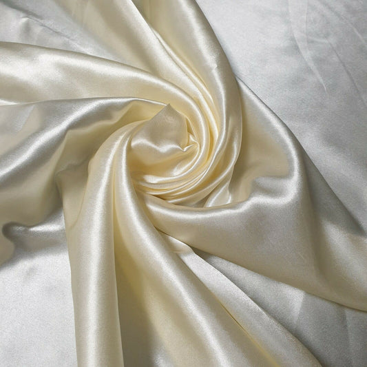 Silky Satin Fabric Dress Craft Fabric Plain Luxury Wedding Material 150 cm (EPR)  Available in Continuous Length (Cream)