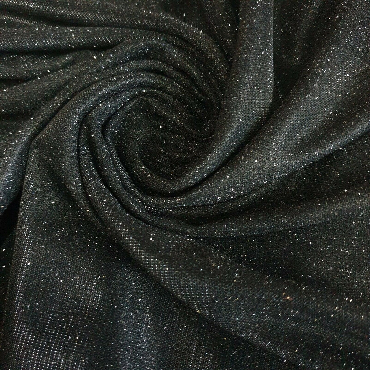 "Black Glittery Stretch Nylon Fabric Backdrop - Shimmer Moonlight Christmas Decor Craft Dress Material 58" Wide By The Meter