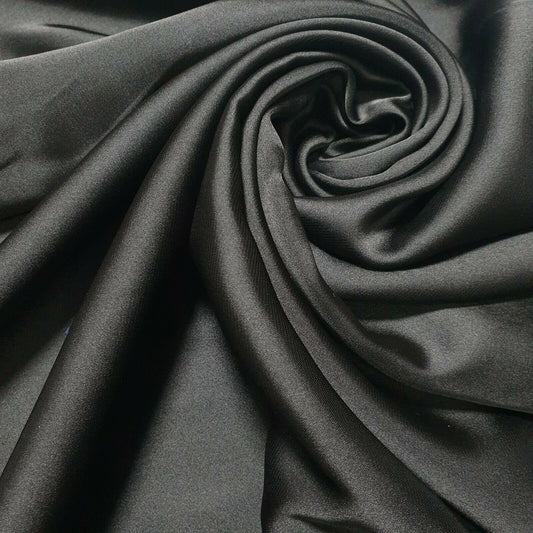 Seidiger Charmeuse-Leichtsatin-Dekorstoff für Brautkleider, 58" breit (Schwarz)
