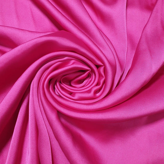 Seidiger Charmeuse-Leichtsatin-Dekorstoff für Brautkleider, 58" breit (Fuchsia)