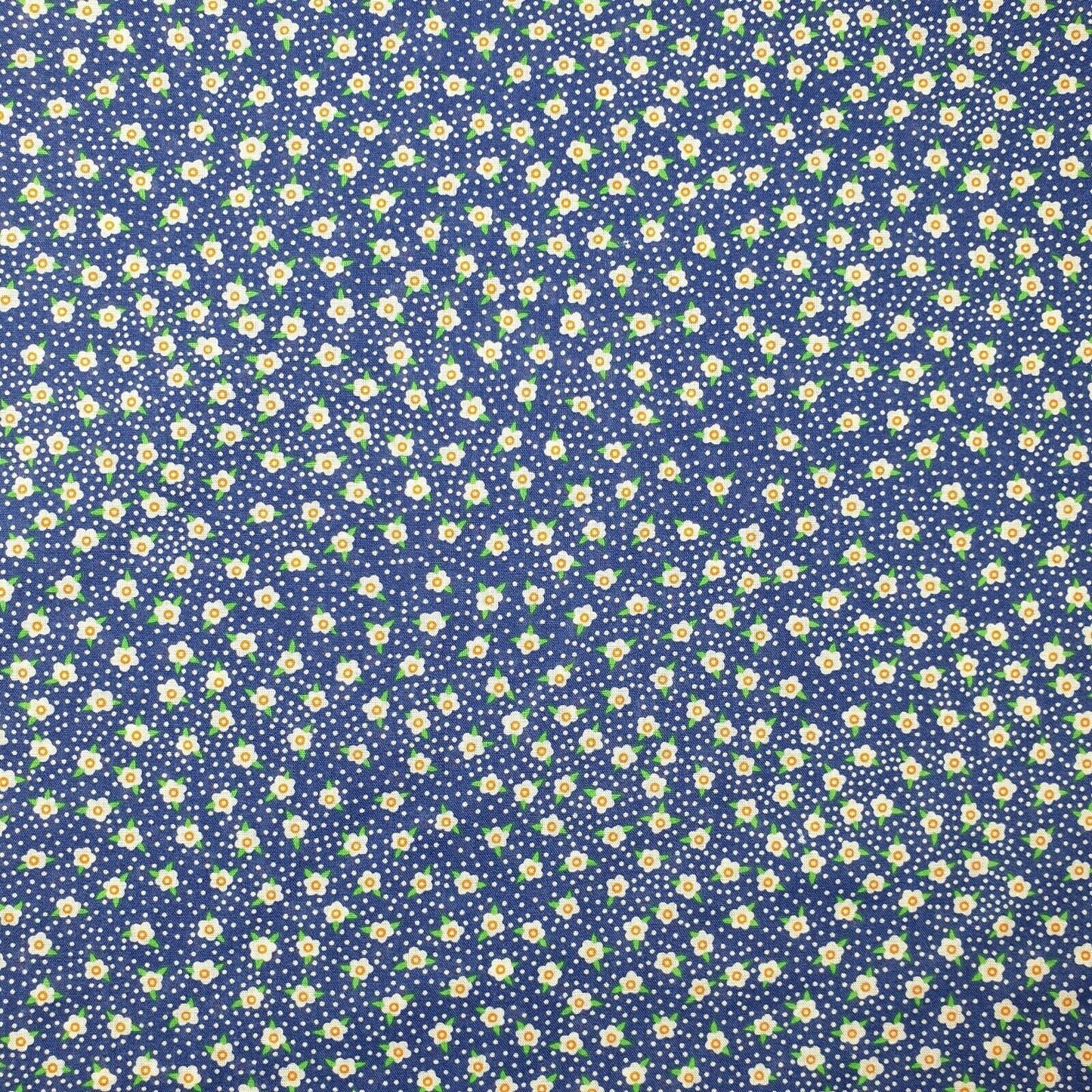 New Floral Polycotton Blue Base White Flowers Craft Dress Fabric 44" By Meter