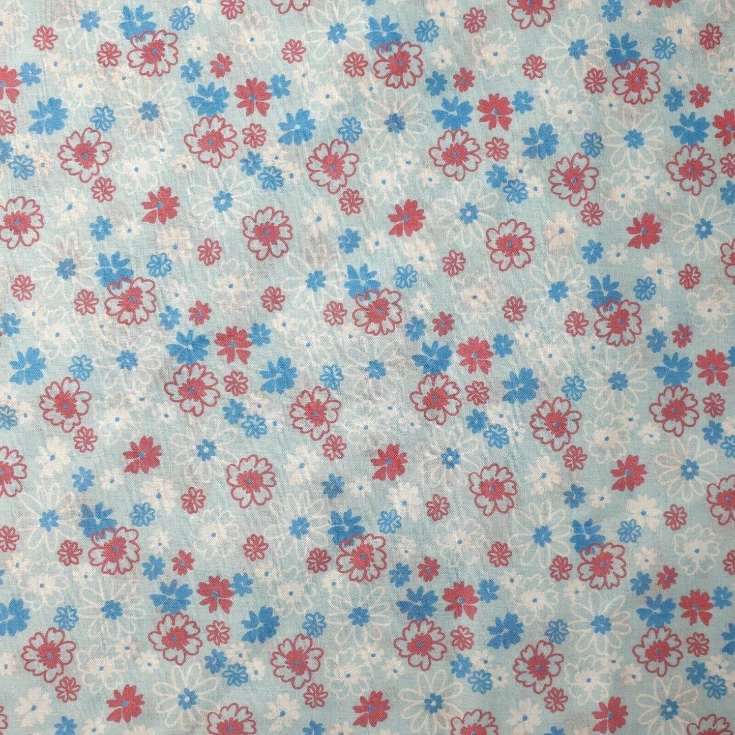 New Floral Polycotton Sky Base Multi Flowers Craft Dress Fabric 44" By Meter