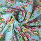 New Floral Polycotton Sky Base Flower Print Craft Dress Fabric 44" By Meter