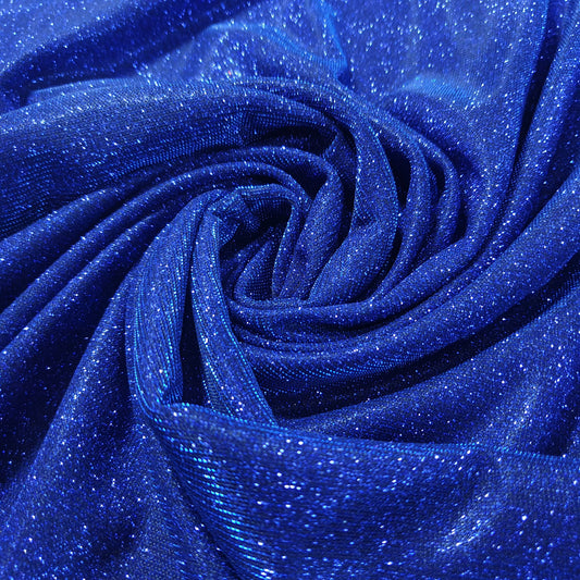 Roal Blue Shimmer Moonlight Shiny Stretch Glitter Nylon Material Hintergrund X-mas Dekor Kleid Handwerk Stoff 58" pro Meter