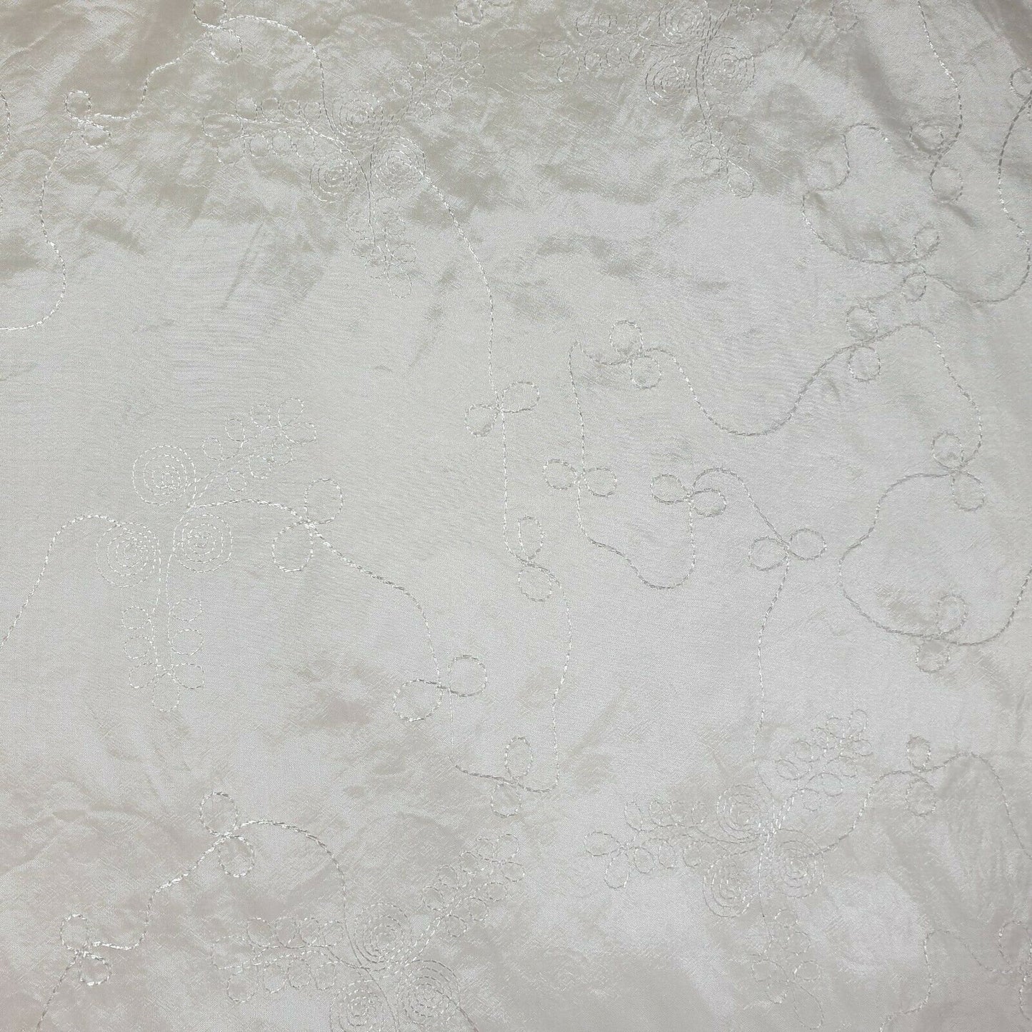 Ivory Embroidery Faux Silk Taffeta Dress Craft Cushion Curtain Fabric 58"