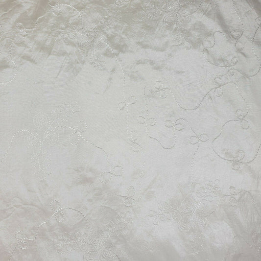 Ivory Embroidery Faux Silk Taffeta Dress Craft Cushion Curtain Fabric 58"