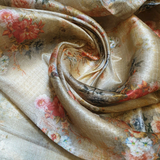 Polyester-Kunstseide, Blumen- und Rosendruck, Kleider-Bastelstoff, 111,8 cm, Meterware (Druck 2)