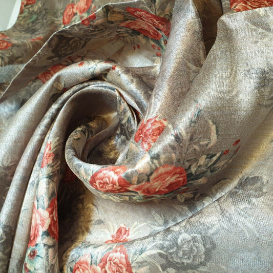 Polyester-Kunstseide, Blumen- und Rosendruck, Kleider-Bastelstoff, 111,8 cm, Meterware (Druck 4)