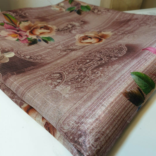 Polyester-Kunstseide, Blumen- und Rosendruck, Kleider-Bastelstoff, 111,8 cm, Meterware (Druck 6)