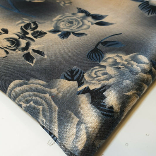 Polyester-Kunstseide, Blumen- und Rosendruck, Kleider-Bastelstoff, 111,8 cm, Meterware (Druck 8)