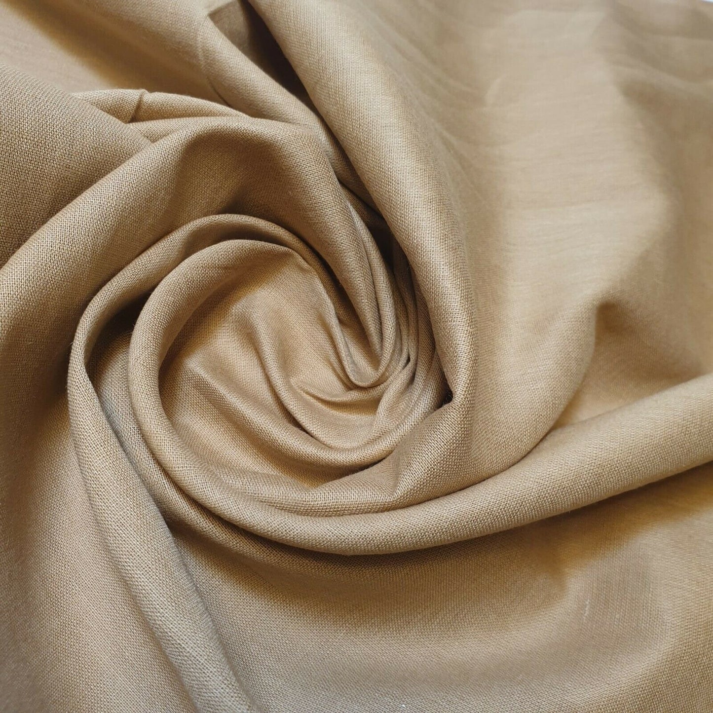 100% Cotton Voile Rubia Cambric Mercerised Plain Craft Dress Lining Fabric 44" (Gold)