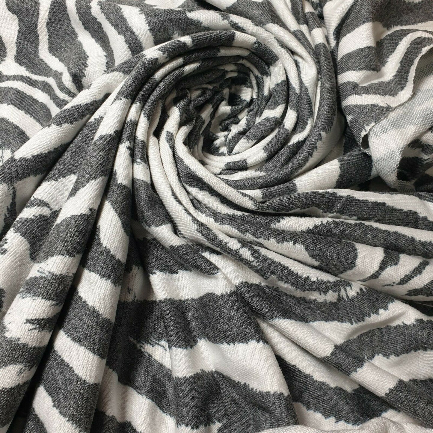 Zebra Black White Viscose Jersey Fabric Elastane 4 Way Stretch Dress Material 58"