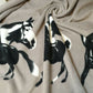 Polar Fleece Anti Pill Animal Dog Horse Wolf Print Soft Warm Fabric 58" By Meter (Horse Print)