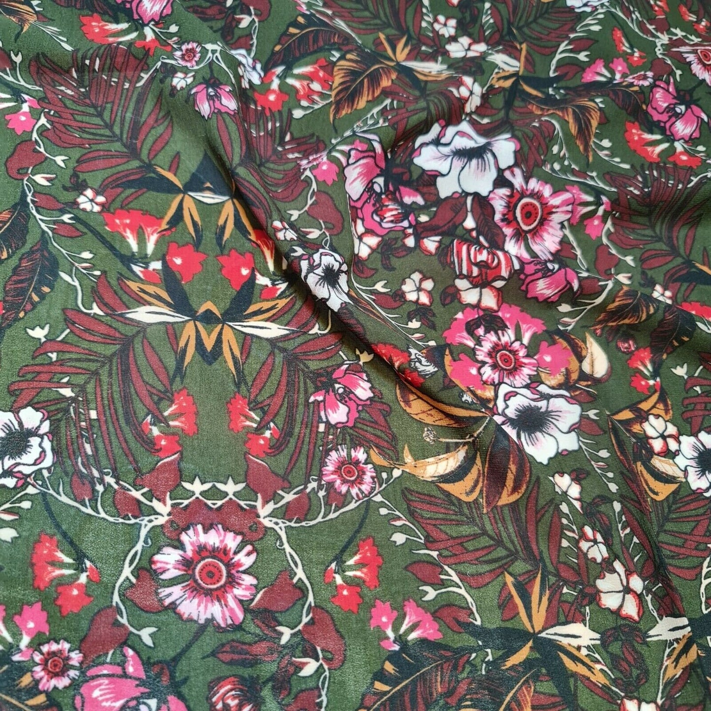 Spring Floral Printed Soft Poly Crepe Dress Drape Craft Fabric 58" By The Meter (Print 4)