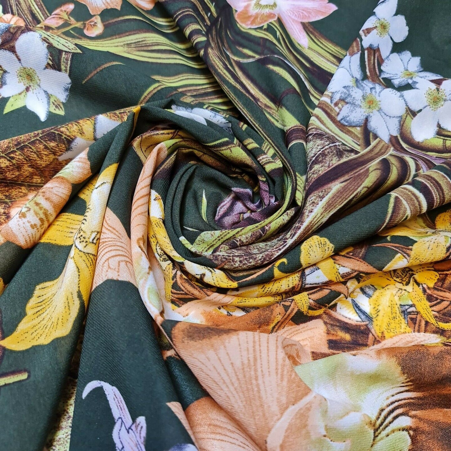 Spring Floral Printed Soft Poly Crepe Dress Drape Craft Fabric 58" By The Meter (Print 7)